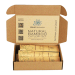 ECOFRIENDS Bamboo Cutlery Set with Travel Pouch | FSC - Certified, Zero - Waste, Eco - Friendly Utensils - Box of 50 - ECOFRIENDS - ECOFRIENDS