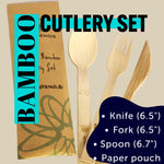 ECOFRIENDS Bamboo Cutlery Set with Travel Pouch | FSC - Certified, Zero - Waste, Eco - Friendly Utensils - Box of 50 - ECOFRIENDS - ECOFRIENDS