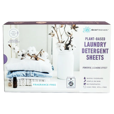 ECOFRIENDS laundry detergent sheets. Fragrance-free.