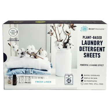 ECOFRIENDS Plant-Based Laundry Detergent Sheets. Best laundry detergent sheets. Fresh Linen.